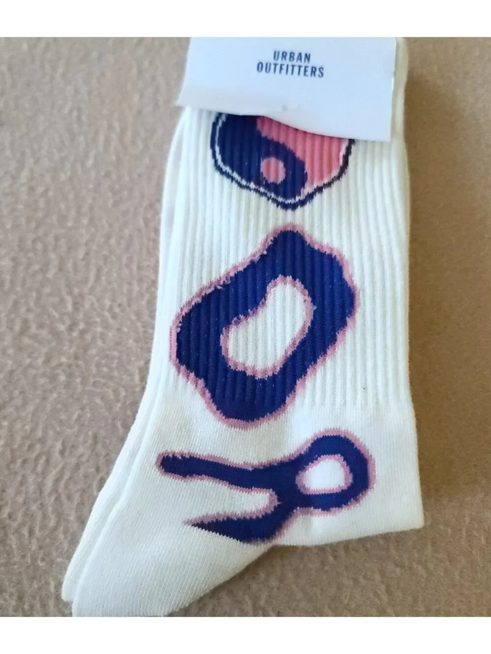 2 Pairs Urban Outfitters Crew Socks OS Unisex Butterfly Print + Order Chaos NEW